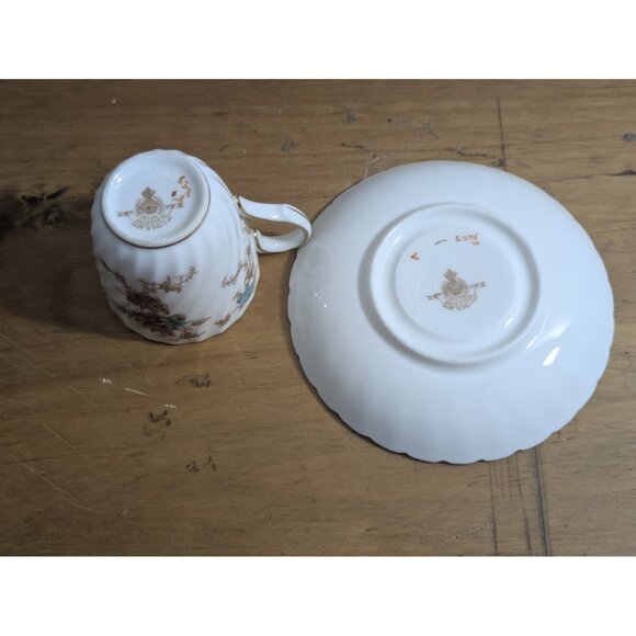 Minton Ancestral Bone China Demitasse Tea Cup Saucer England Gold Trim Vintage - Picture 10 of 12